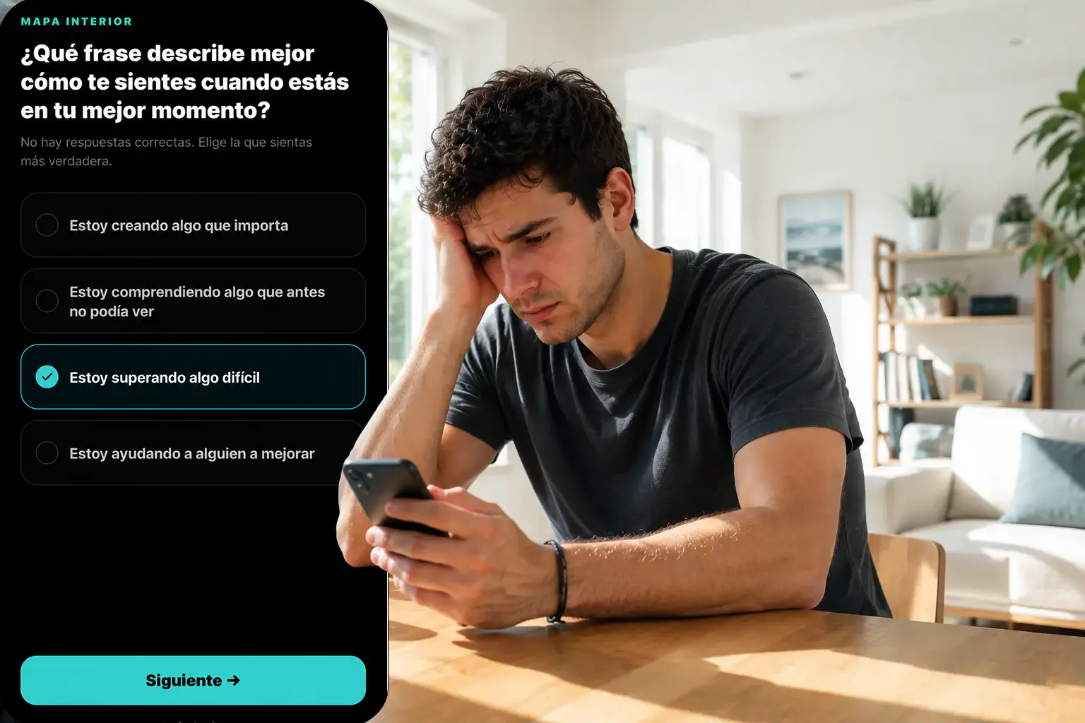 Visualización de INNERA conectando reflexiones para observar patrones posibles.